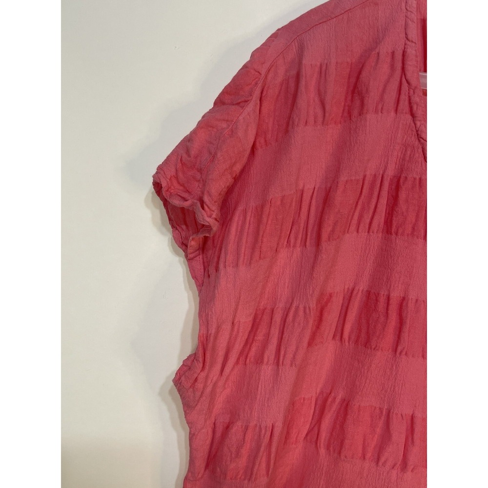 Flax Feather Tee Sz Small Watermelon Linen Cotton Blend Lagenlook Short Sleeve - Picture 6 of 10